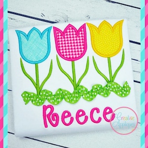Três tulipas trio flor máquina bordado applique design 4 tamanhos, apliques de flores, apliques de tulipas, bordados de tulipas, bordados de flores