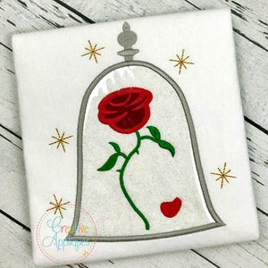 Rose Princess Applique Machine Embroidery Design 4 Sizes, princess belle, beauty princess, book princess, rose dome applique, applique rose
