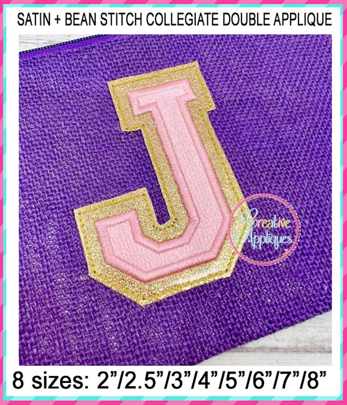 Collegiate Double Applique Alphabet Letters A Thru Z Machine Etsy