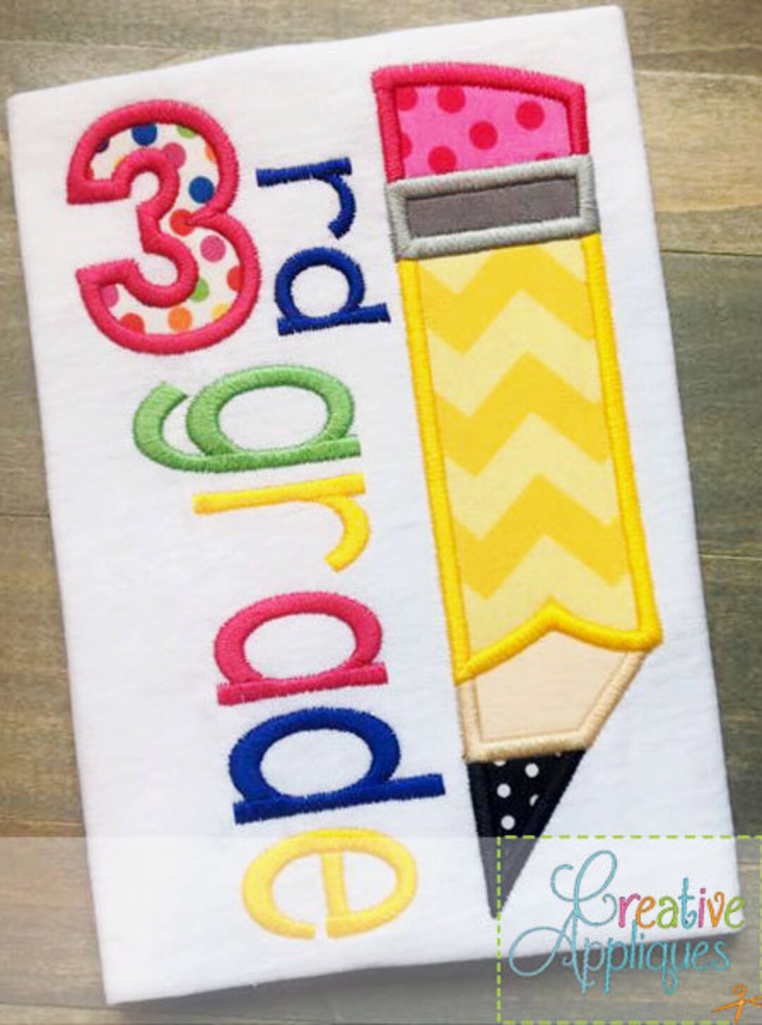 3rd Third Grade Pencil Digital Machine Embroidery Applique Design 4 ...