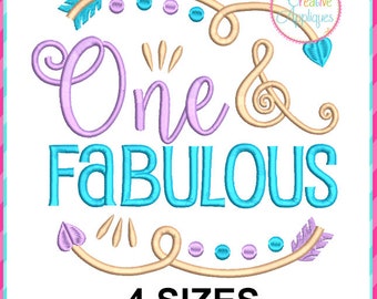 Ome & Fabulous Birthday Girl Digital Machine Embroidery Design 4 Sizes, birthday embroidery, girl birthday embroidery, first birthday, 1