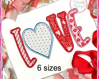 Love Heart Digital Machine Embroidery Applique Design 6 Sizes, love applique design, valentine applique design, love embroidery design