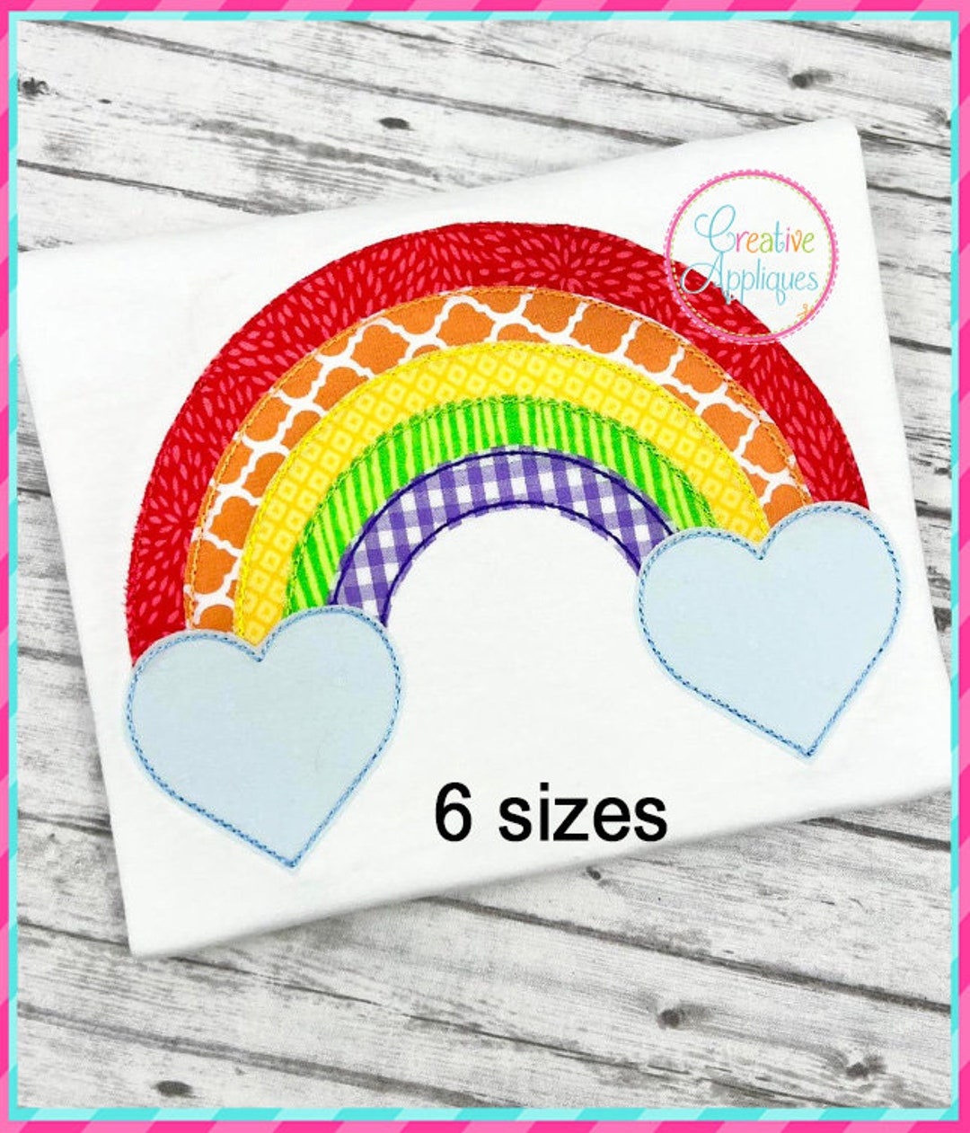 Bean Stitch Rainbow Hearts Machine Embroidery Applique Design 6 SIZES ...