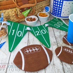 Football Coaster And Mug Rug In The Hoop Design, machine embroidery design, in the hoop design, football coaster design, football mug rug