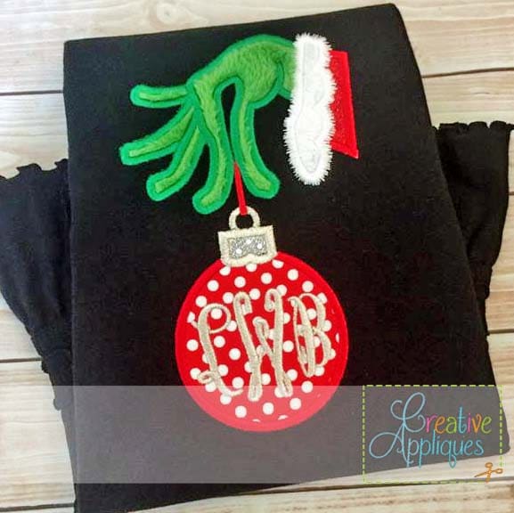 Green Monster Hand Monogram Applique Digital Machine Embroidery Desig…