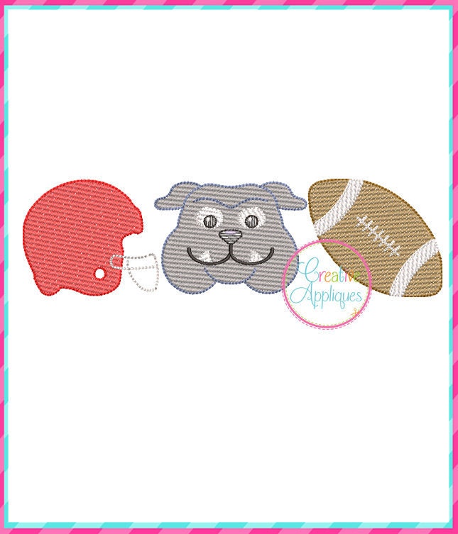 Sketch Stitch Bulldog Football Digital Machine Embroidery Design 5 Sizes, football embroidery, bulldog embroidery, helmet embroidery