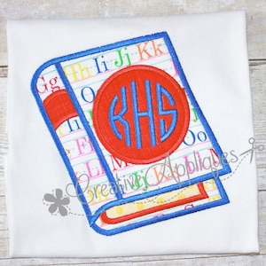 Book Monogram Digital Machine Embroidery Applique Design 4 sizes