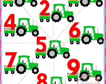 Birthday Tractor Set SVG, tractor svg, tractor cut file, tractor with number in cart svg, tractor svg cut file, birthday number tractor svg