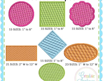 Embossed Monogram Frame Set Digital Machine Embroidery Design 7 shapes, 121 Sizes, pile drop, nap tack down, embossed, pile down, knock down