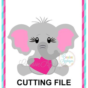 Valentine elefante SVG archivo de corte, elefante svg, elefante corte archivo svg, Valentine svg, elefante sentado con archivo de corte del corazón