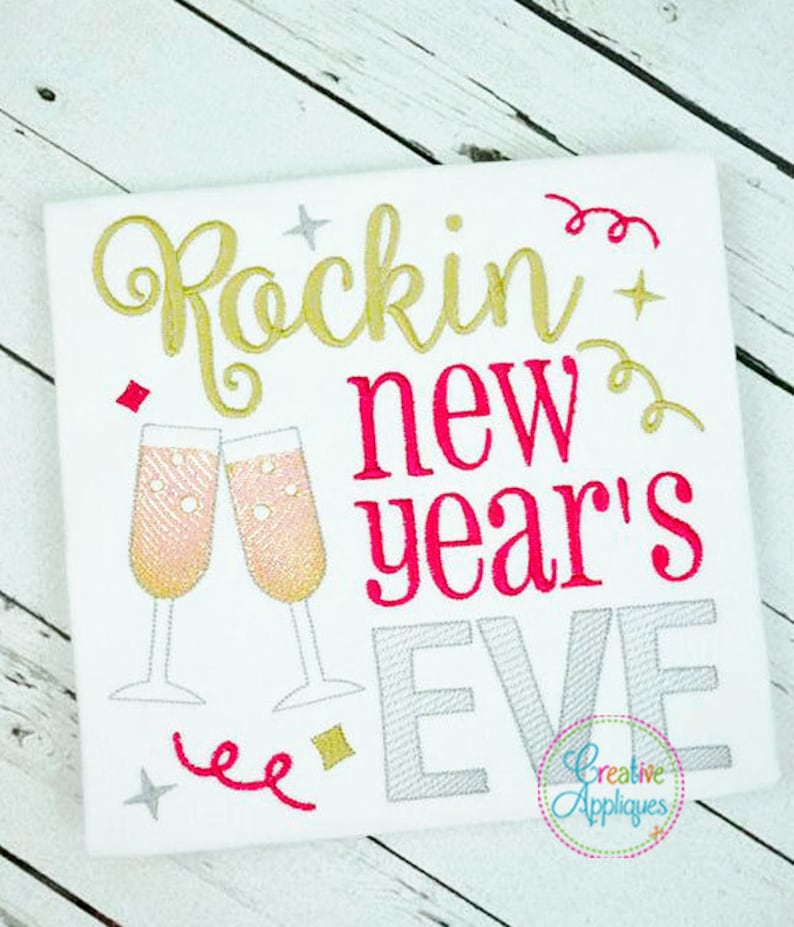 Rockin' New Year's Eve Digital Machine Embroidery Etsy