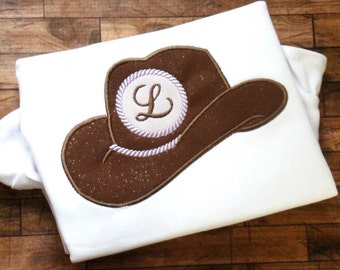 Monogram Cowboy Hat Digital Machine Embroidery Applique Design 4 sizes