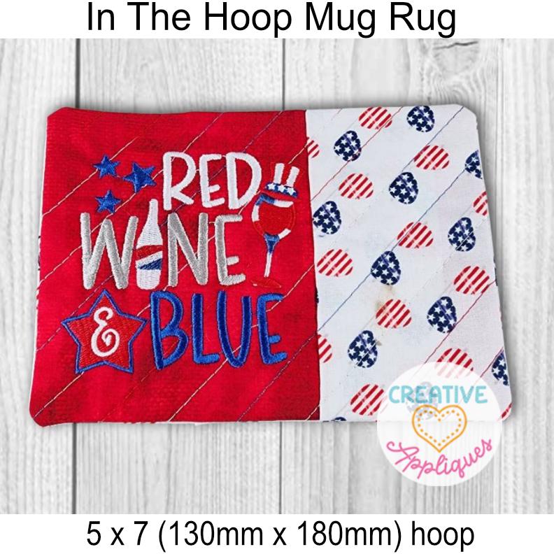 Patriotic Mug Rug in the Hoop Machine Embroidery Design Set, Embroidery ...