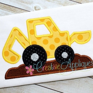 Digger Backhoe Excavator Digital Applique Machine Embroidery Design 4 Sizes