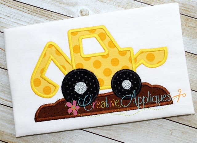 Digger Backhoe Excavator Digital Applique Machine Embroidery Design 4 Sizes