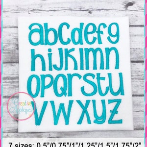 7 Sizes Sunshine Poppy Embroidery Alphabet Font Digital Machine Embroidery, A to Z, unicase font