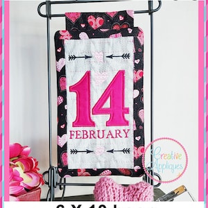 6x10 14 February Mini Quilted Hanging In the Hoop Machine Embroidery Design, quilted hanging, mini quilt, in the hoop quilt, valentines