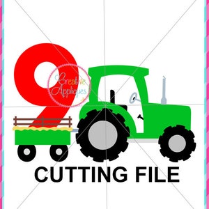9 d’anniversaire tracteur SVG, svg de tracteur, tracteur coupe fichier, tracteur numéro 9 svg, svg tracteur coupe file, neuvième anniversaire numéro tracteur svg