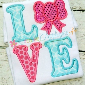 Love Bow Machine Embroidery Applique Design