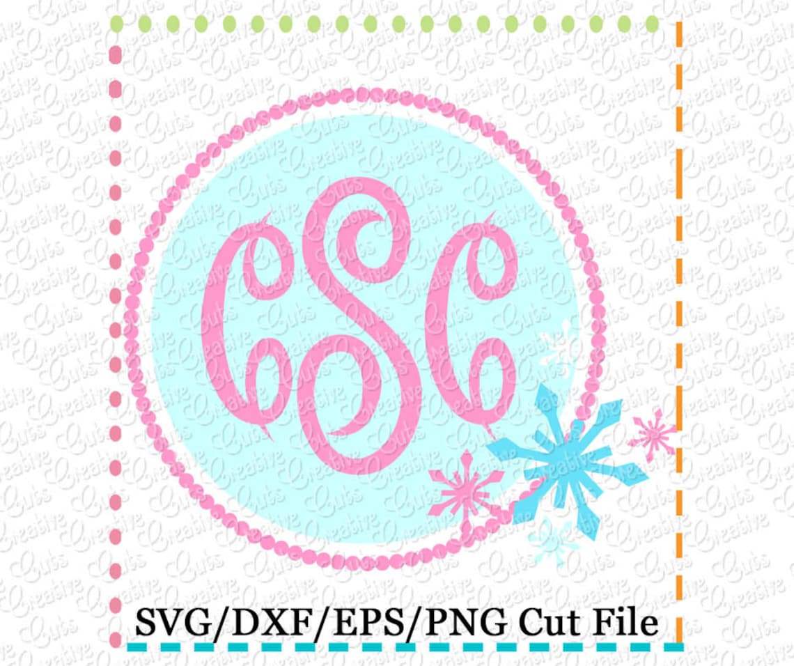 Snowflake Monogram Frame SVG Cutting File, Snowflake Cut File ...