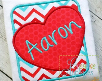 Heart Square Box Valentine Digital Machine Embroidery Applique Design 4 Sizes