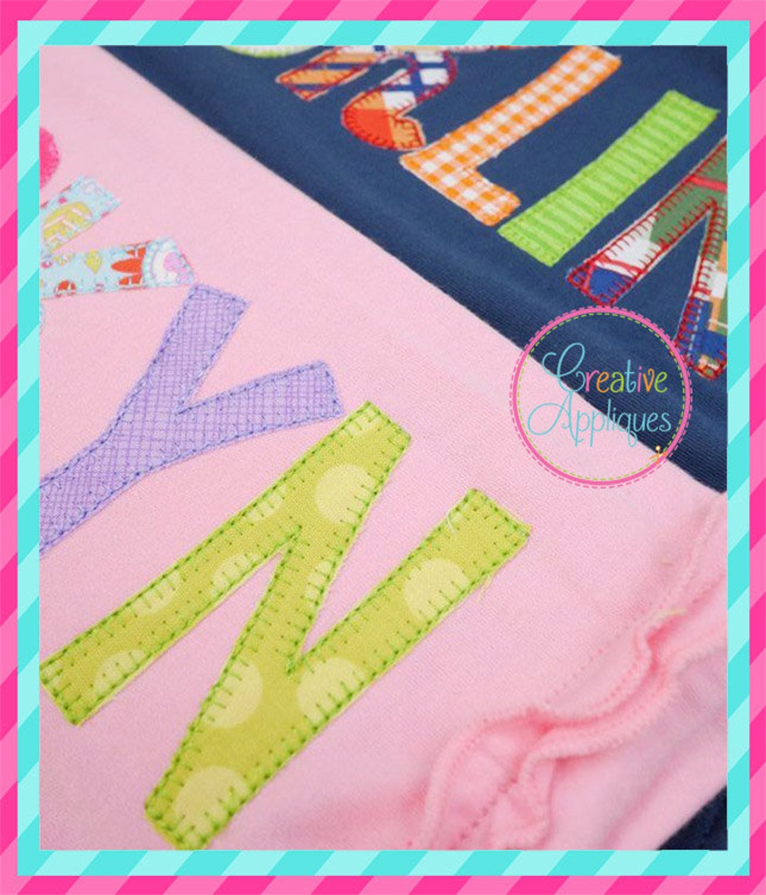 Scooter Blanket Stitch Applique Alphabet Letter Set Machine Embroidery