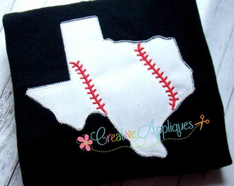 Texas Baseball Softball Digital Machine Embroidery Applique Design 4 Sizes