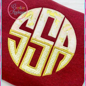Split 3 Letter Circle Applique Monogram Embroidery Alphabet Font Digital Machine Embroidery, circle monogram font, split circle monogram