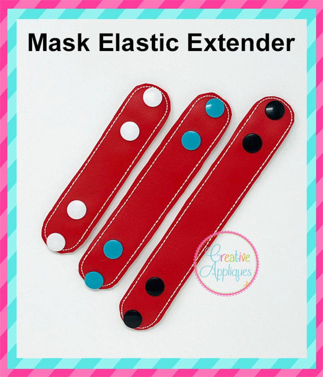 Buy 3 SIZES in the Hoop Extender for Face Mask Elastic Digital Machine Embroidery Design, Face