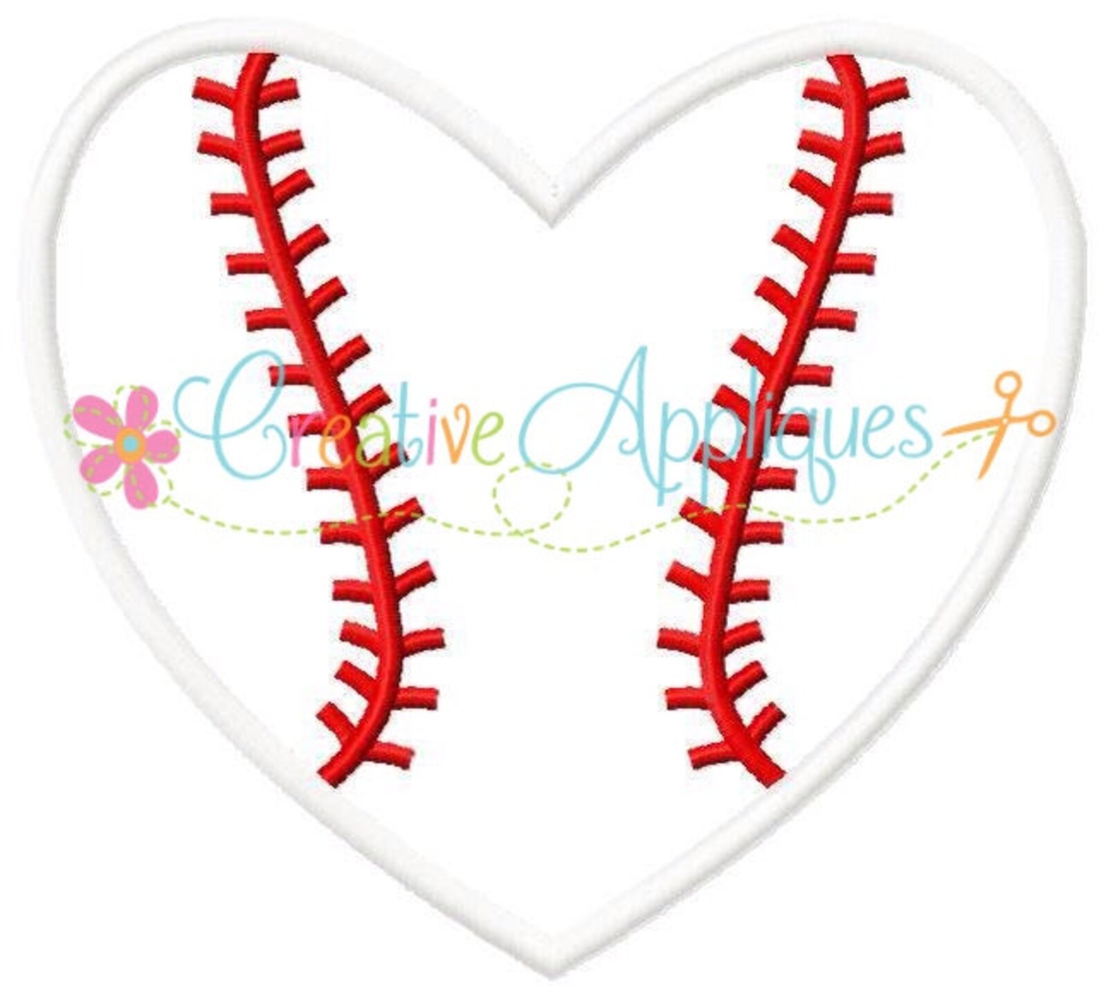 Baseball Softball Heart Machine Embroidery Applique Design 4 Etsy
