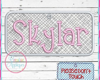 In The Hoop Rounded Rectangle Horizontal Tag Machine Embroidery Design 4 Size, luggage tag, backpack tag, in the hoop machine embroidery tag