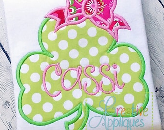 Clover Shamrock Bow St Patrick's Day  Digital Machine Embroidery Applique Design 4 Sizes