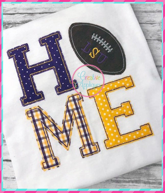 Vintage Stitch Home Football Applique Digital Machine Embroidery Design ...