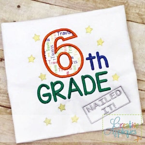 Sixth 6th Grade Nailed It Digital Machine Embroidery Applique Design 3 sizes