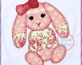 Blanket Stitch Floppy Eared Bunny Rabbit Digital Machine Embroidery Applique Design 5 SIZES rabbit applique embroidery, bunny applique