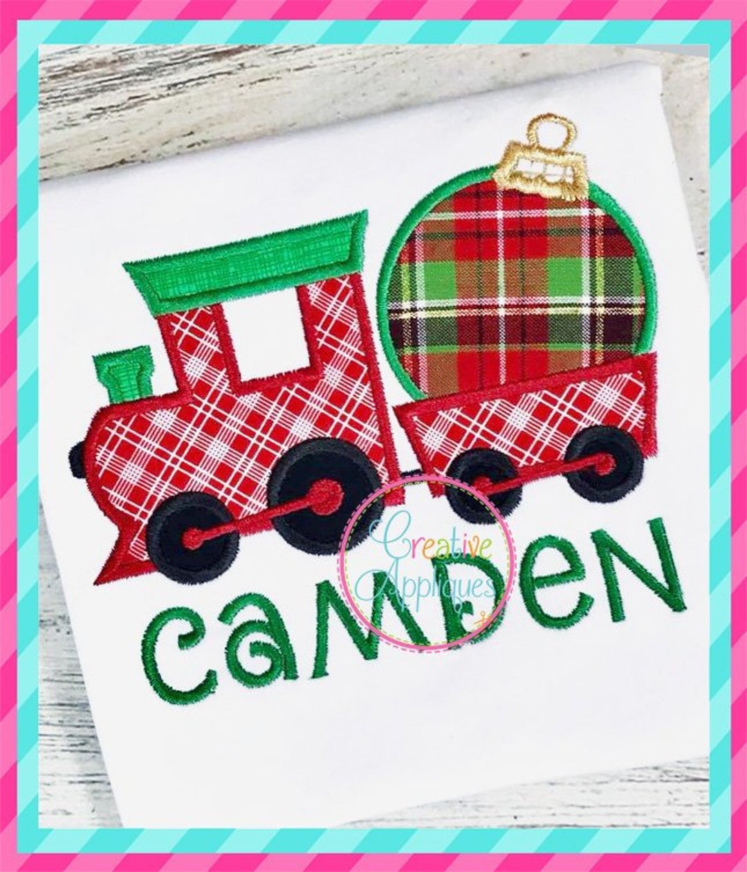 Christmas Ornament Train Applique Digital Machine Embroidery Etsy