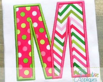 Split Divided Alphabet Letter Set A-Z Applique Machine Embroidery Design 5 Sizes, split alphabet applique, split letters applique