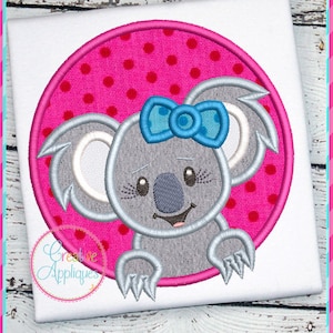 Girl Koala Circle Digital Machine Embroidery Applique Design 4 SIZES, koala applique, koala embroidery, koala applique, koala embroidery