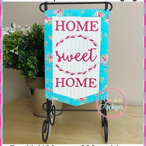 Home Sweet Home Mini Quilted Hanging In the Hoop Machine Embroidery Design, quilted hanging, mini quilt, quilt display, in the hoop quilt