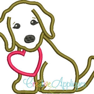 Puppy Dog Valentine Digital Machine Embroidery Applique Design 4 Sizes, dog applique, dog embroidery, puppy applique, puppy embroidery image 2