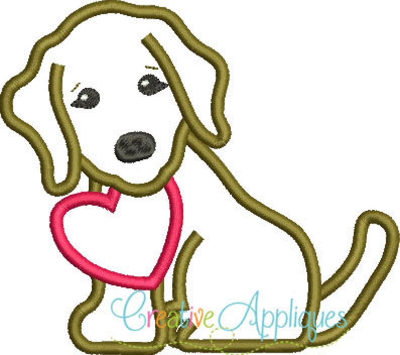 Puppy Dog Valentine Digital Machine Embroidery Applique Design 4 Sizes, dog applique, dog embroidery, puppy applique, puppy embroidery image 2