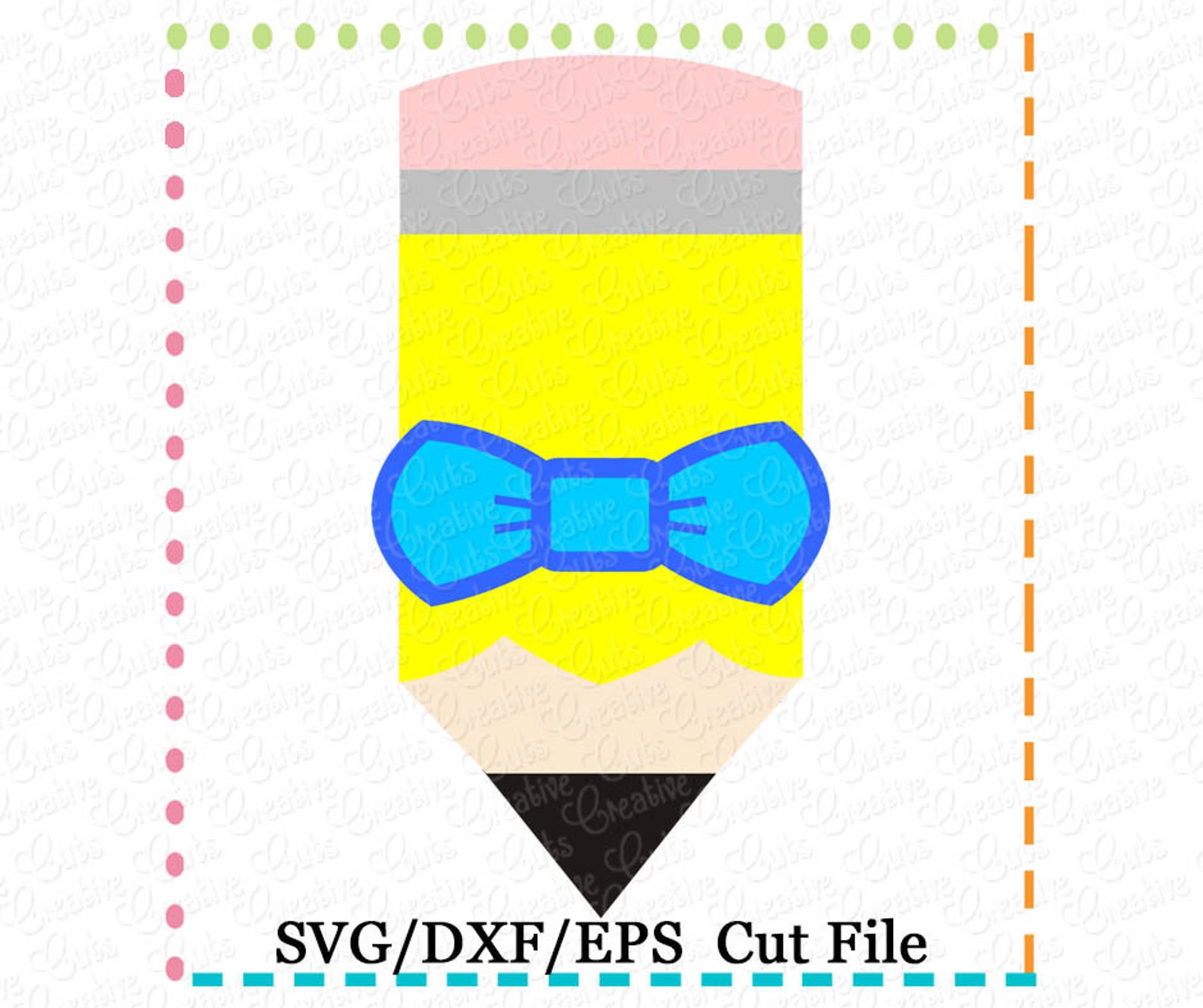 Pencil Bow Tie SVG Cutting File School Svg Pencil Svg | Etsy