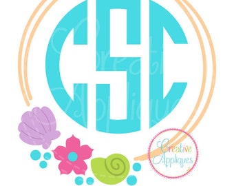 Beach Monogram frame SVG eps  DXF Cutting File, shell svg, shell cut file, beach cutting file, beach svg, shells frame svg, monogram frame