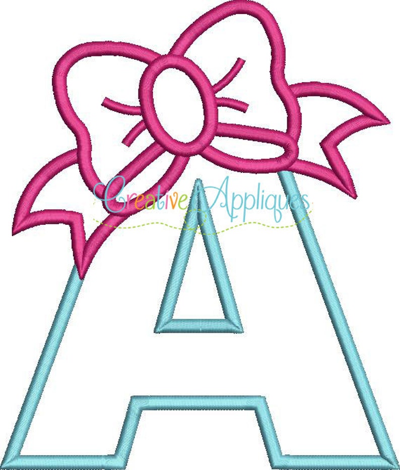 A bow letter a applique machine jessecmault design 4 sizes bow  etsy