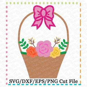 Pâques printemps panier fleurs fichier SVG coupe, svg de Pâques, Pâques coupe fichier, svg panier, panier coupe file, svg de fleurs, fleurs coupées fichier