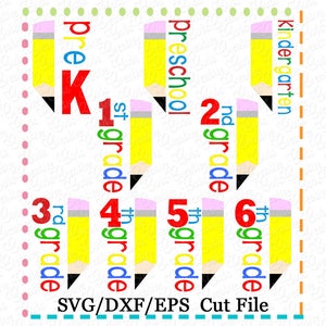 Pencil Grade Set SVG Cutting File, school svg, pencil svg, pencil cut file, pencil svg cut file, monogram cut file, pencil svg cut
