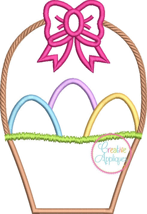 Easter Eggs Basket Machine Embroidery Applique Design, Basket Applique ...