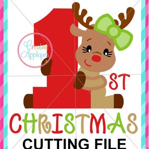 EXKLUSIVE 1. Weihnachten Rentier SVG, 1. Weihnachten cut Datei, 1. Weihnachten schneiden Datei, Babys erste Svg begrenzte kommerzielle Nutzung