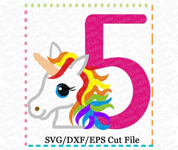 Download Rainbow Unicorn 5th Birthday Svg Cutting File Unicorn Svg Etsy