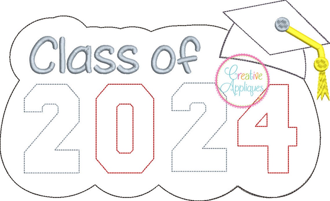 Bean Stitch Class of 2024 Graduation Digital Machine Etsy